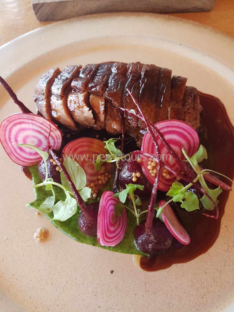Roast duck breast with beetroot, Hermanus restaurant, near Cape Town, South Africa