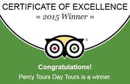 Percy Tours Hermanus 2015 Winner of Excellence with TripAdvisor