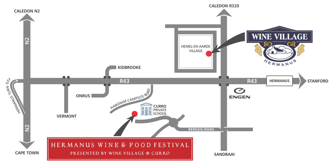 Map to Hermanus Wine and Food Festival at the new venue of - CURRO, Sandbaai, Hermanus