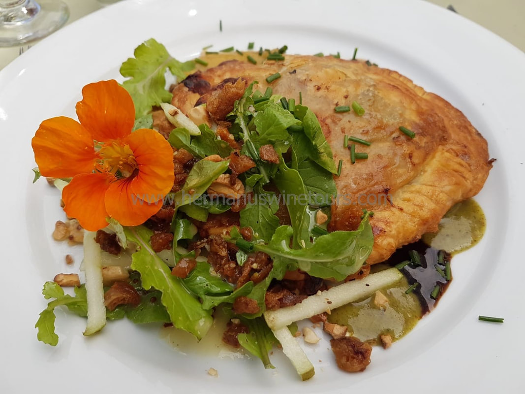 Duck pie on bed of apple salad, Hermanus restaurant, near Cape Town, South Africa