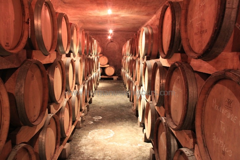 Winery Oak barrel cellars in Hermanus, Stanford, Botrivers, Elgin winelands, near Cape Town, South Africa