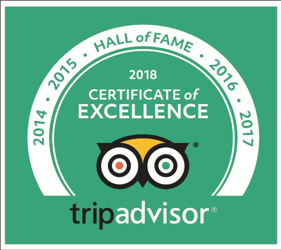 2018 Tripadvisor Certificate of Excellence for PercyTours, Hermanus, South Africa