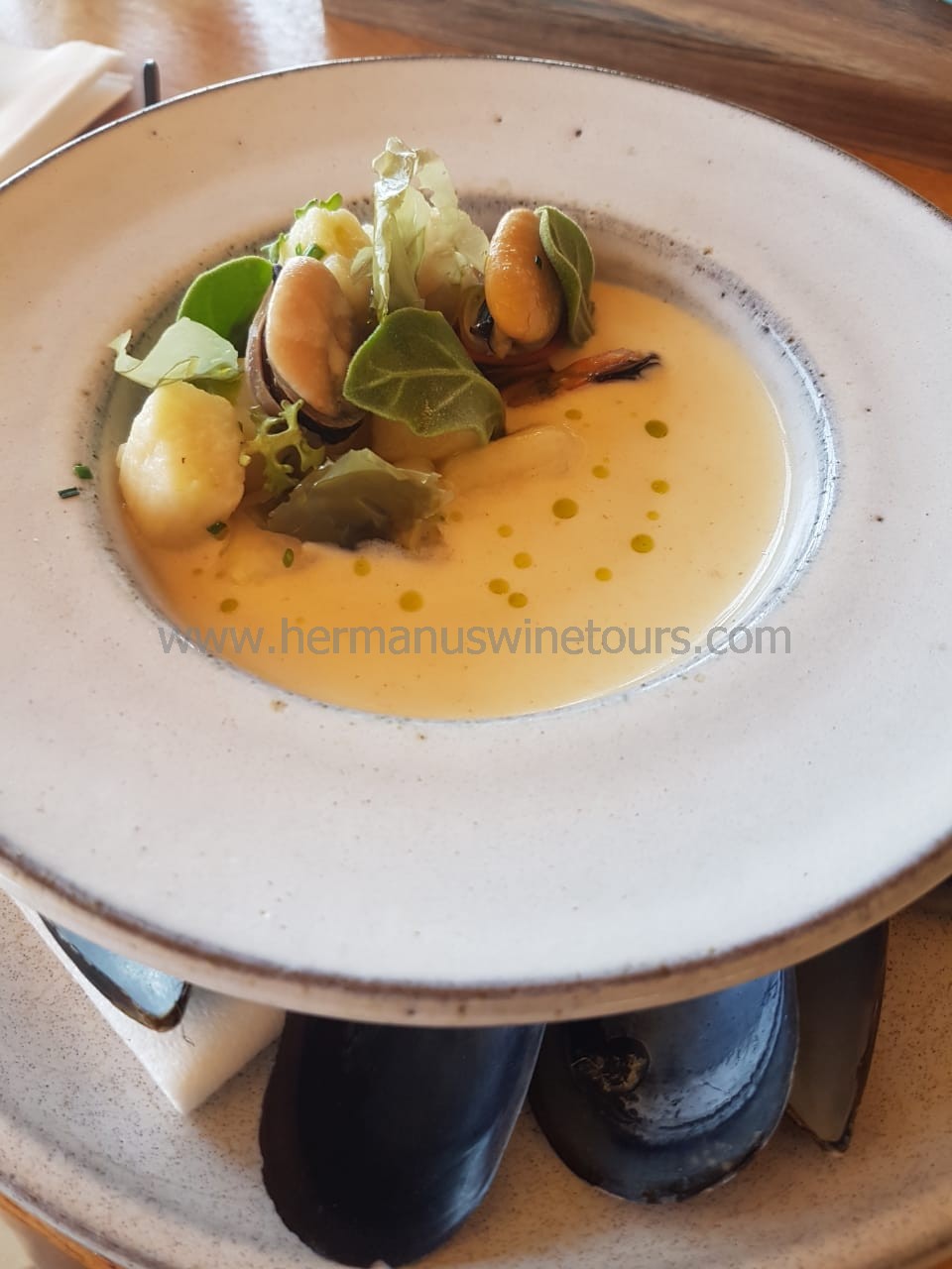 Seafood soup, Hermanus restaurant, near Cape Town, South Africa