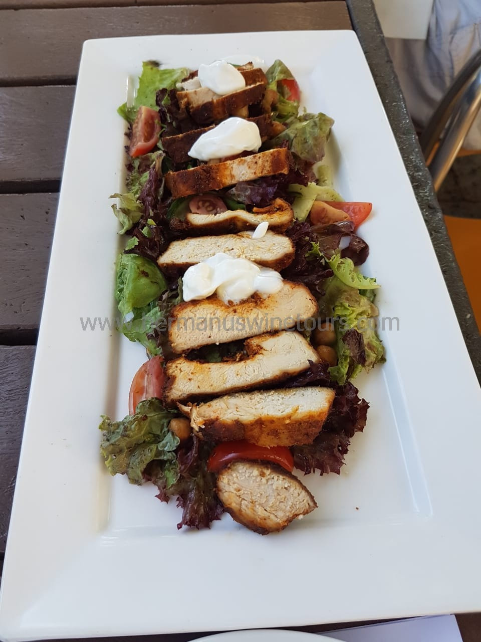 Spicy Chicken tandoori salad, Hermanus restaurant, near Cape Town,  South Africa